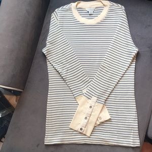 NEVER WORN Sundance Cream & Blue Stripe LS Thermal